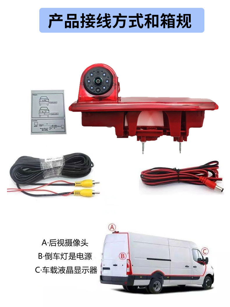 Suitable for Opel Vivaro Renault Trafic High-Mounted Brake Light Reversing Image Rear View High-Definition Car Camera
