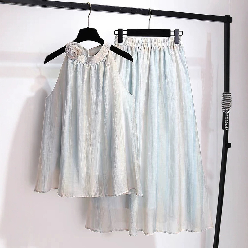 Summer Women's 2025 New French Style Gentle Style Shirt Sleeveless Neck Hanging Three-dimensional Flower suit