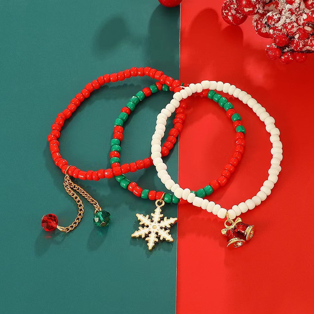Cute Bell Snowflake Seed Bead Beaded Handmade Christmas Unisex Bracelets display picture 1