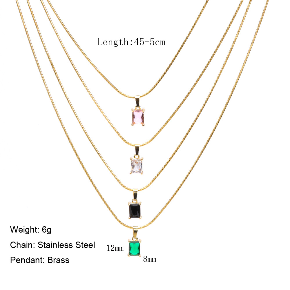 30g Weight Zircon Inlay Material Pendant Necklace Classification 1 Piece Quantity Daily Occasion Stainless Steel Material Geometric Pattern Unisex Gender Inlay Design Simple Style Style Simple Style Geometric Stainless Steel Inlay Zircon Pendant Necklace 无