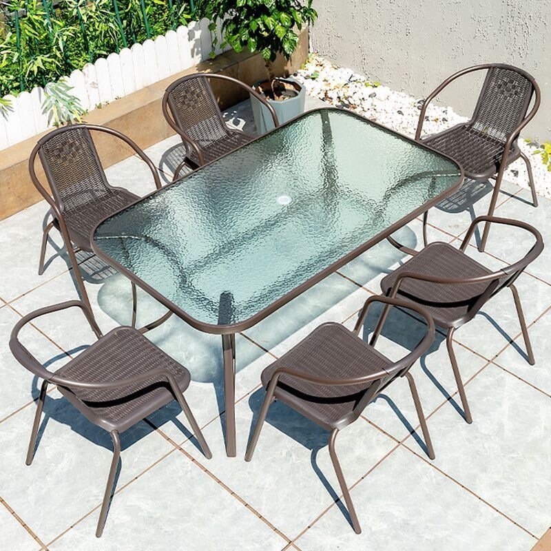 Outdoor Tables and Chairs, Outdoor Open-Air Leisure Three-Piece Set, Garden Terrace, Wrought Iron Courtyard Balcony Seating Set, Small Coffee Table