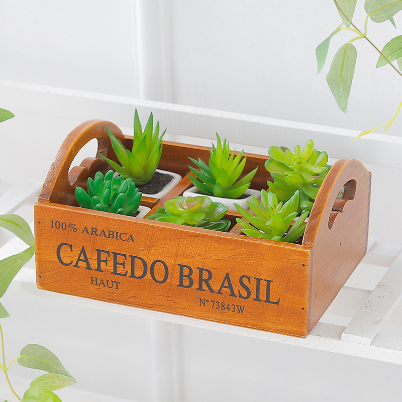 Zakka 식료품 빈티지 나무 멀티 그리드 데스크탑 화장품 보관 상자 잡화 정리 상자 가정용 일일 필수품