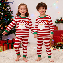 2025童装圣诞老人女童装棉套装 儿童空调服童装圆领长袖童家居服