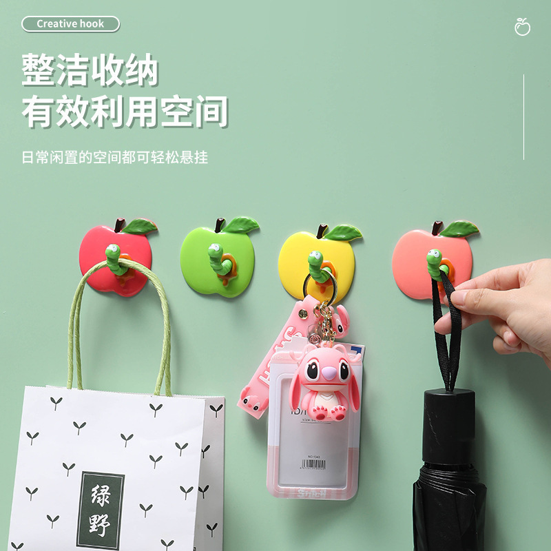 Nuevos ganchos de oruga transfronterizos lindos ganchos de animales de dibujos animados tridimensionales sin perforación y sin dejar ganchos de ropa de pegamento