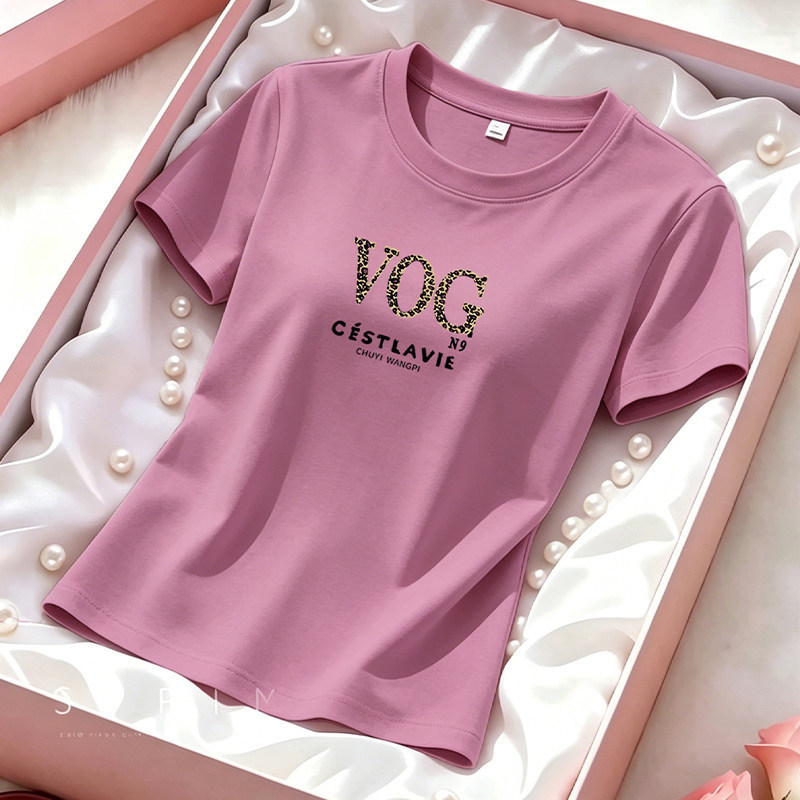 Summer Pure Cotton Thin Short-Sleeved T-Shirt for Women, Regular Shoulder, Round Neck, 2026 New Style, Loose Fit, Slimming, Casual Versatile Top t Summer Pure Cotton Thin Short-Sleeved T-Shirt for Women, Regular Shoulder, Round Neck, 2026 New Style, Loose Fit, Slimming, Casual Versatile Top t