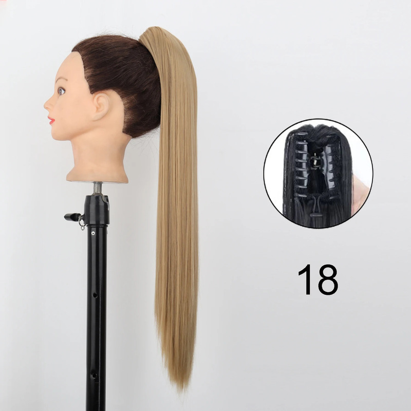 22inch 爪クリップストレートヘアポニーテール化学繊維かつら女性ロングストレートふわふわハイポニーテール|undefined
