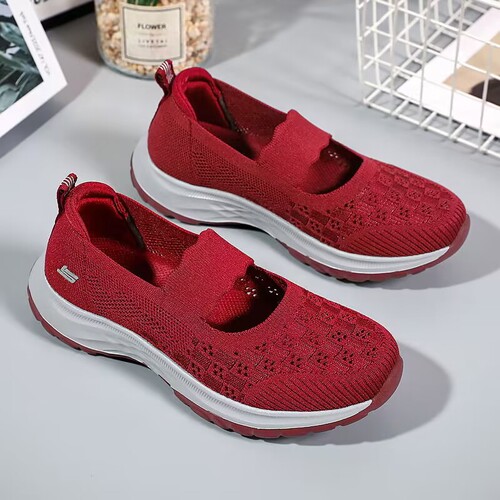 Summer old Beijing cloth shoes for women, breathable one-leg mesh anti-slip mom shoes, casual and comfortable middle-aged and elderly walking shoes