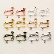 跨境批发 饰品配件螺丝耳夹 U形无耳洞可调节耳夹扣15x13mm 1g