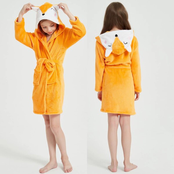 Rainbow children's flannel bathrobe
