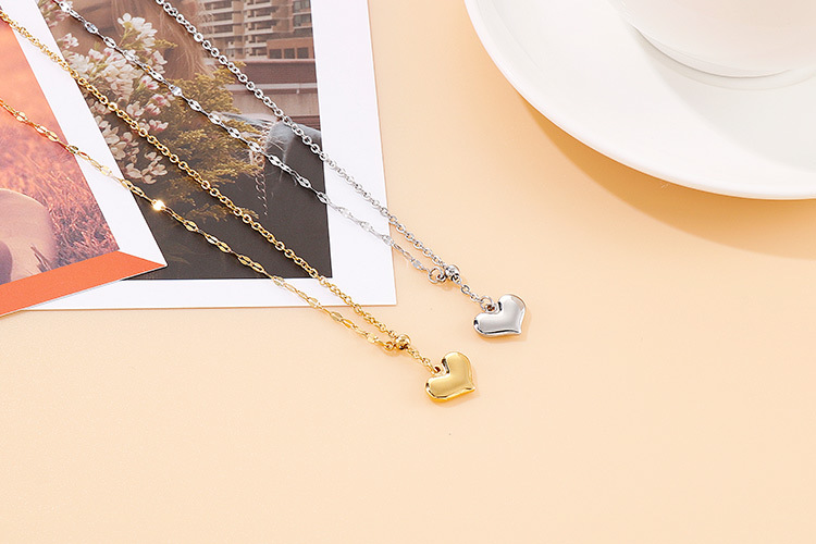 4g Weight PVD Coated Gold Plating Process 18K Gold Plated Plating Material 304 Stainless Steel Pendant Material Necklace Classification 304 Stainless Steel Chain Material Wedding, Travel Occasion 304 Stainless Steel Material Heart Pattern Women'S Gender Fashion Style Waterproof Non Tarnish Craft Gold, Silver Color PVD Coated 18K Gold Plated Heart Titanium Steel Fashion Waterproof Non Tarnish Necklace 11
