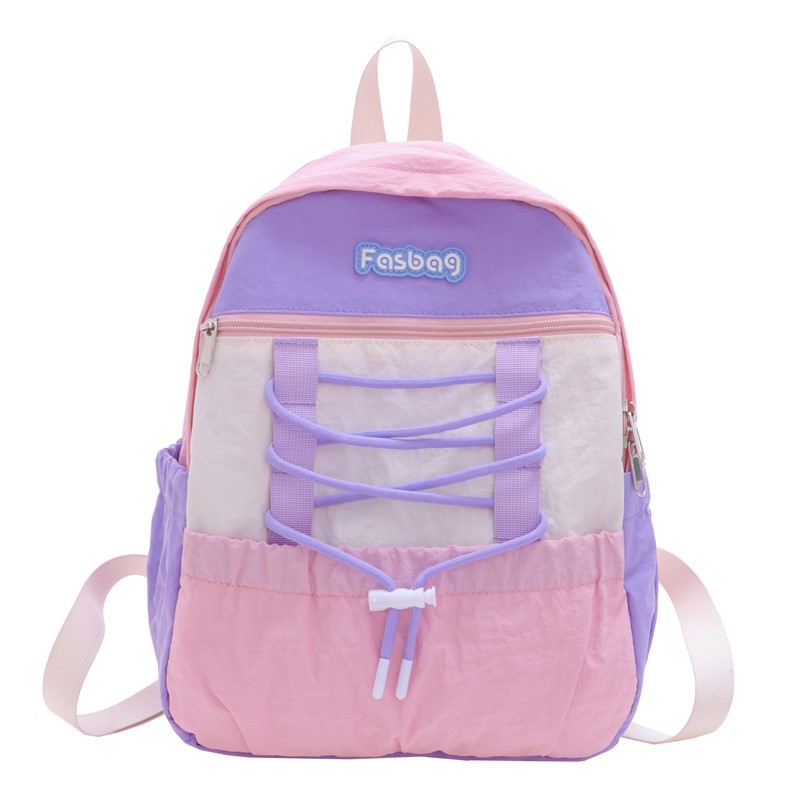 Mochila deportiva de ocio para niños y niñas, mochila de estudiantes de escuela primaria de gran capacidad de aire extranjero 2025 mochila infantil de cuerda de color contrastante