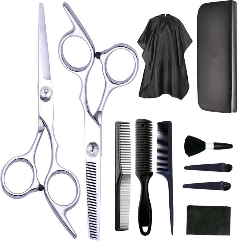 Fábrica al por mayor de 4 pulgadas tijeras de corte de pelo de acero inoxidable tijeras de corte de pelo profesional tijeras de corte de dientes maestra set tijeras planas