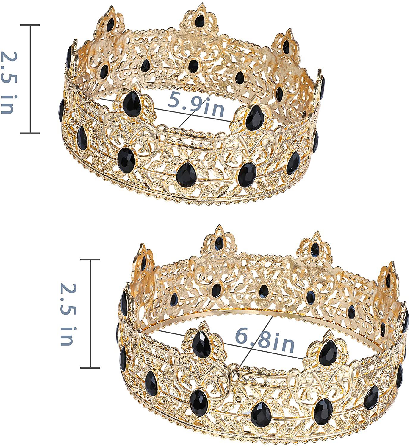 Boutique pastel de hornear decoración nupcial Europea aleación Encaje corona cumpleaños accesorios hechos a mano reina grande tocado redondo