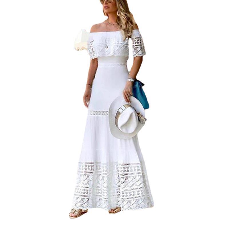 Women's Clothing fashion one shoulder splicing lace dress_autovado.com