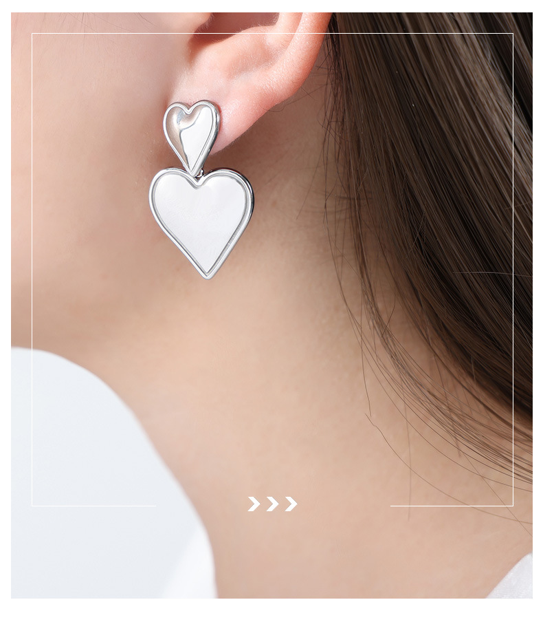 Real Gold Plated Plating Material PVD Coated Real Gold Plated 18K Gold Heart Shape Titanium Steel Sweet Simple Style Waterproof Non Tarnish Earrings Necklace