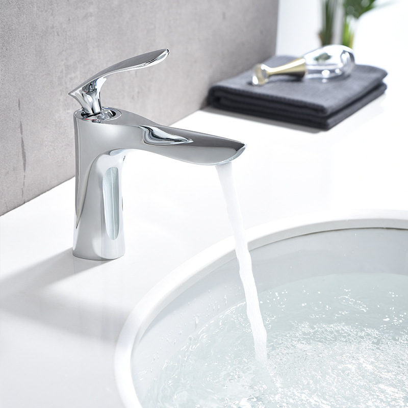 Jiumu all-copper Nordic-style golden washbasin faucet, bathroom, single-hole cold and hot water washing basin, washbasin and countertop undefined