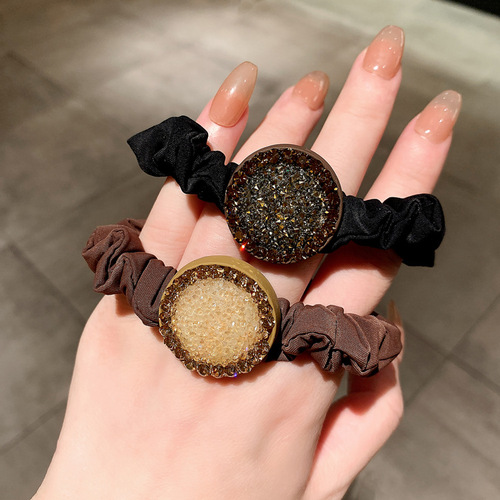 New  Large Intestine Ring for Women, Fashionable and Stylish, Circular Design with Full Diamond Hair Ties, Korean Inspired Hair Accessories