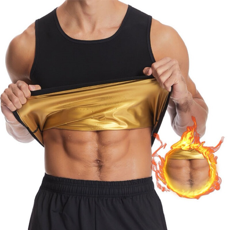 Cross-border Single-size Men's Slim-fit Belly Tinted Vest Fitness Sweat Suit Running Sportswear Weight Loss Vest Tunic