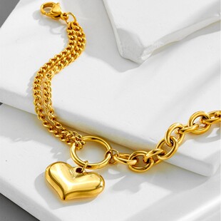 (Cross-border trading), retro golden bracelet stainless steel hip-hop style, European style, internet celebrity, simple and elegant design, does not fade 4