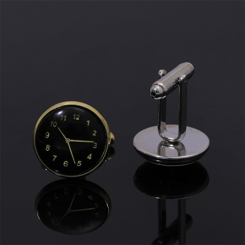 Classic Clock Cufflinks Luxury Timepiece Shirt Accessories_voghion.com