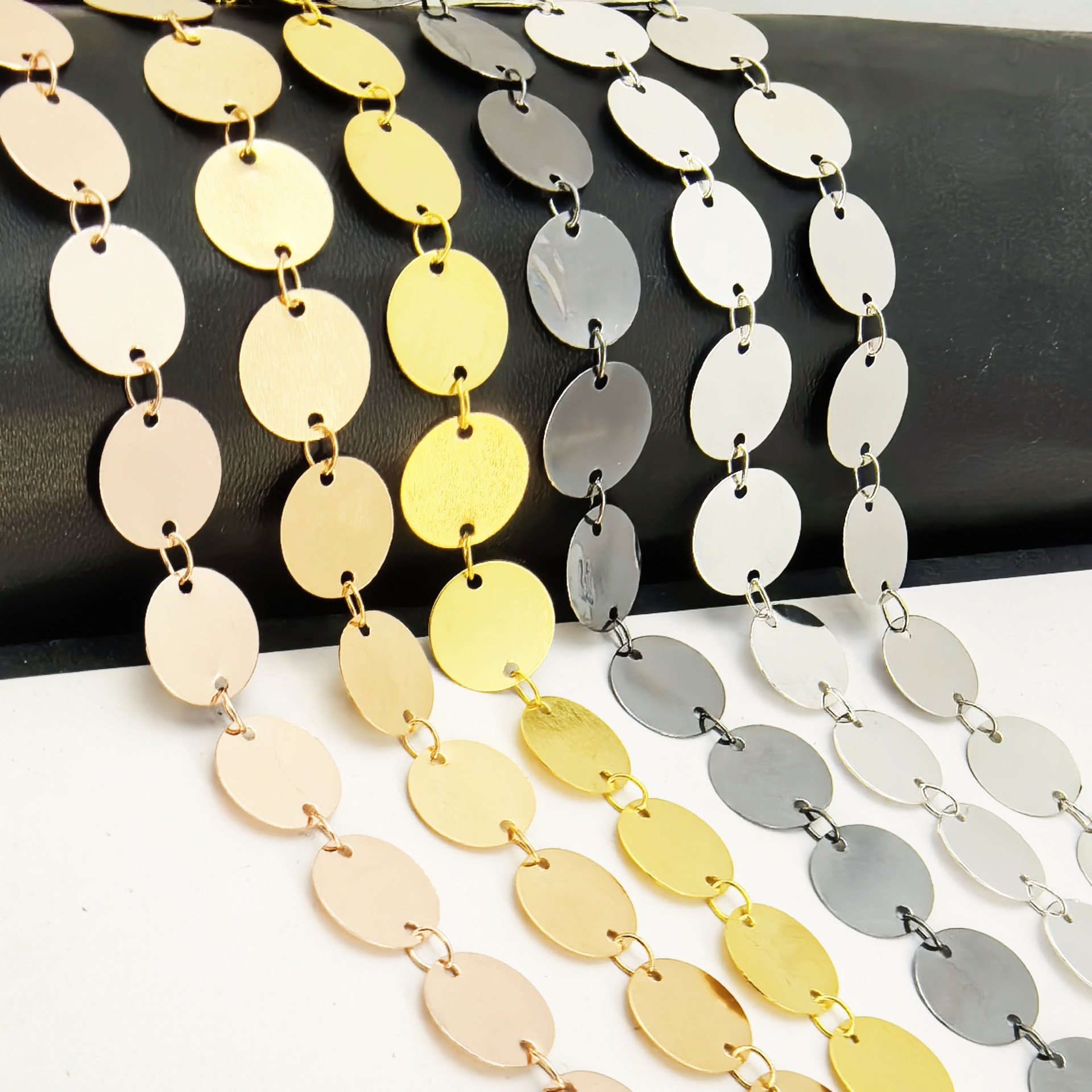 直径1厘米圆片金银保色手工链窗帘吊灯挂饰品家居内室装配亮片链