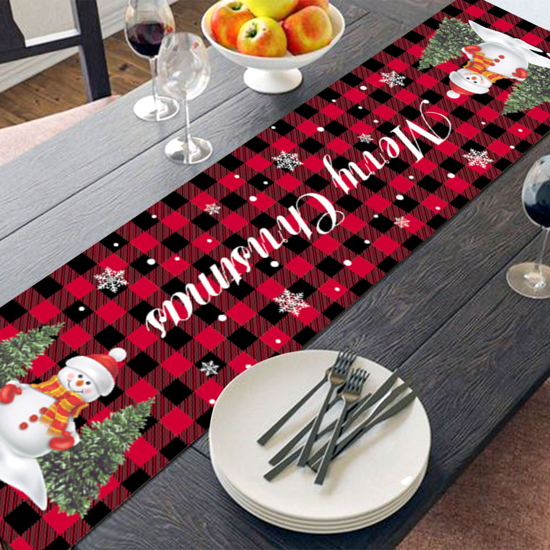 Koti ja puutarha Uusi innovatiivinen joulukoristeiden pöytäliina, pellava, kestävä ja vahva pöytäliina, likaantumista estävä pöytäliina, tukkumyynti_voghion.com