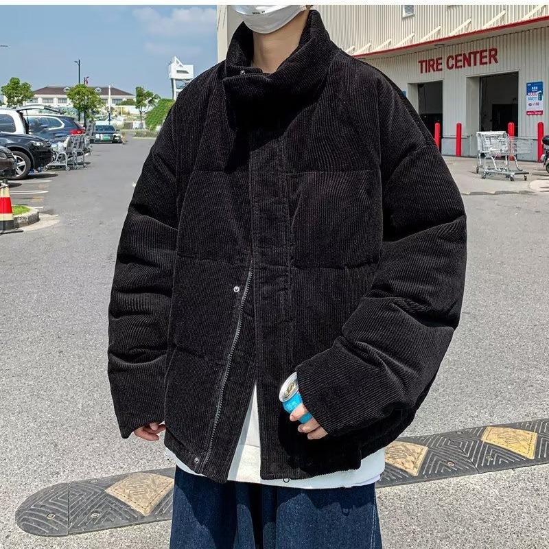 Abrigo acolchado de algodón de pana marca de moda suelta para hombres ins collar de pie Abrigo acolchado de algodón de moda abrigo de pan de estilo coreano de invierno de moda