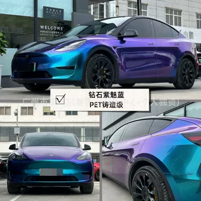 Auto Color Change Film | Metal Series Car Wrap Installation - diamond-purple-charm-blue-152m-x-1m