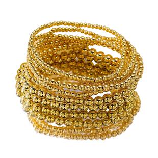 Cross-border Hot Selling 7 Jewelry European and American Women's Golden Bracelet Fashion Simple Beaded Elastic Bracelet