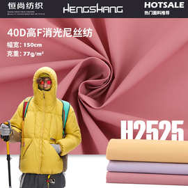 风衣面料 40D高F消光尼丝纺 厂家直供秋冬泼水羽绒冲锋衣布料