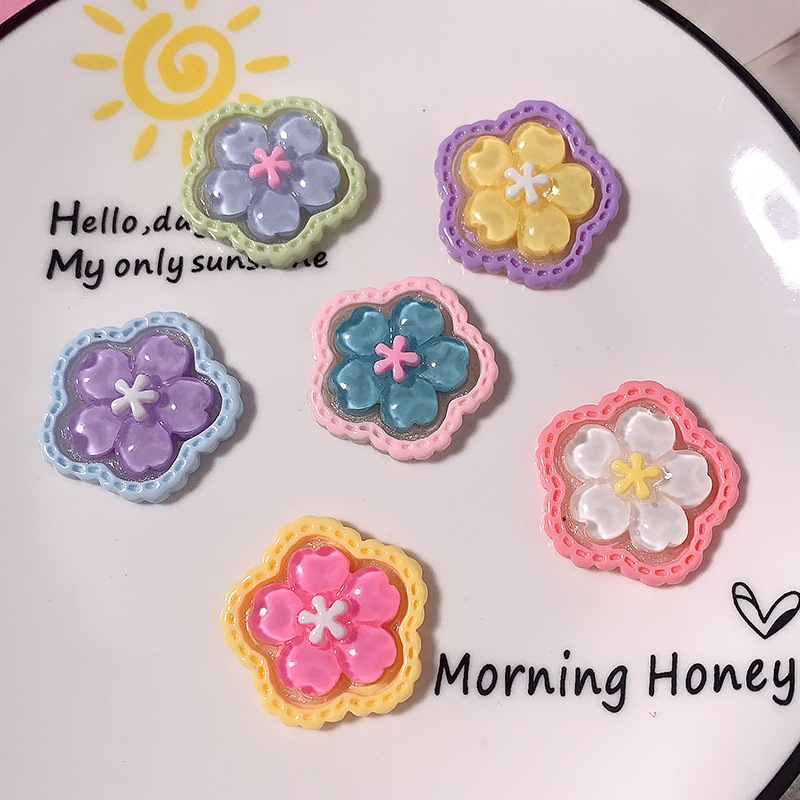 Doble capa de brillo fino accesorios de resina de flor pequeña caja de teléfono celular crema pegamento DIY cabello cabeza cuerda taza de agua material colgante hebilla de zapatos