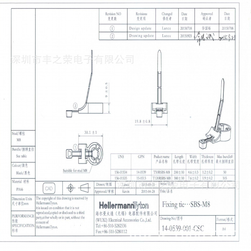 HELLERMANNTYTON������̫ͨ�̶�������T50RSBS-M8�ͺţ�156-01534