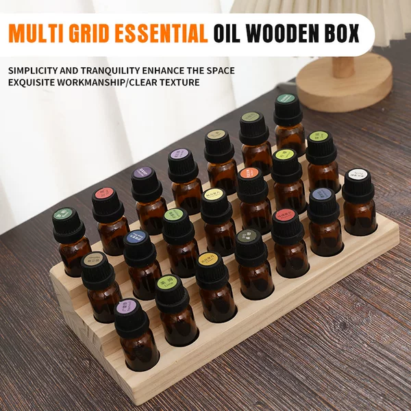 Wooden compartment multi-layer 21-hole 10ml essence oil bottle storage and finishing rack display rack storage rack