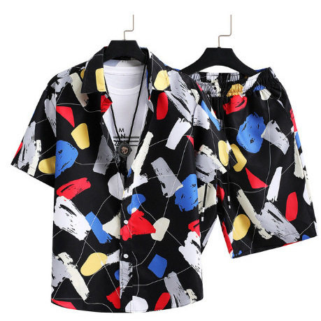 Factory Direct Men's Cardigan Casual suit 3D Digital Print Short Sleeve Shirt Hawaii suit Beach suit