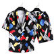 Factory Direct Men's Cardigan Casual suit 3D Digital Print Short Sleeve Shirt Hawaii suit Beach suit
