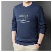 JEEP SPIRIT 秋季男款专柜正品长袖圆领修身休闲款保暖羊羔绒卫衣