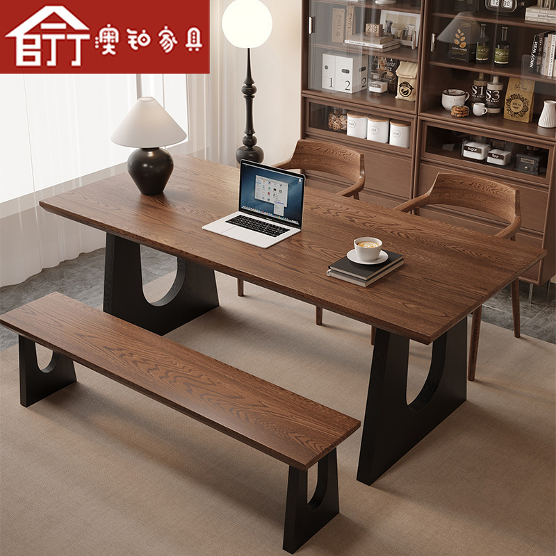 Aobo Home Solid Wood Dining Table and Desk Dual-Purpose Mid-Century Style Small Apartment Dining Table Living Room Ash Wood Dining Table and Chair Combination Aobo Home Solid Wood Dining Table and Desk Dual-Purpose Mid-Century Style Small Apartment Dining Table Living Room Ash Wood Dining Table and Chair Combination
