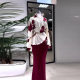 2025 Europe and the United States Amazon cross-border foreign trade women's new fashion V-collar stitching printing lace-up slim skirt suit