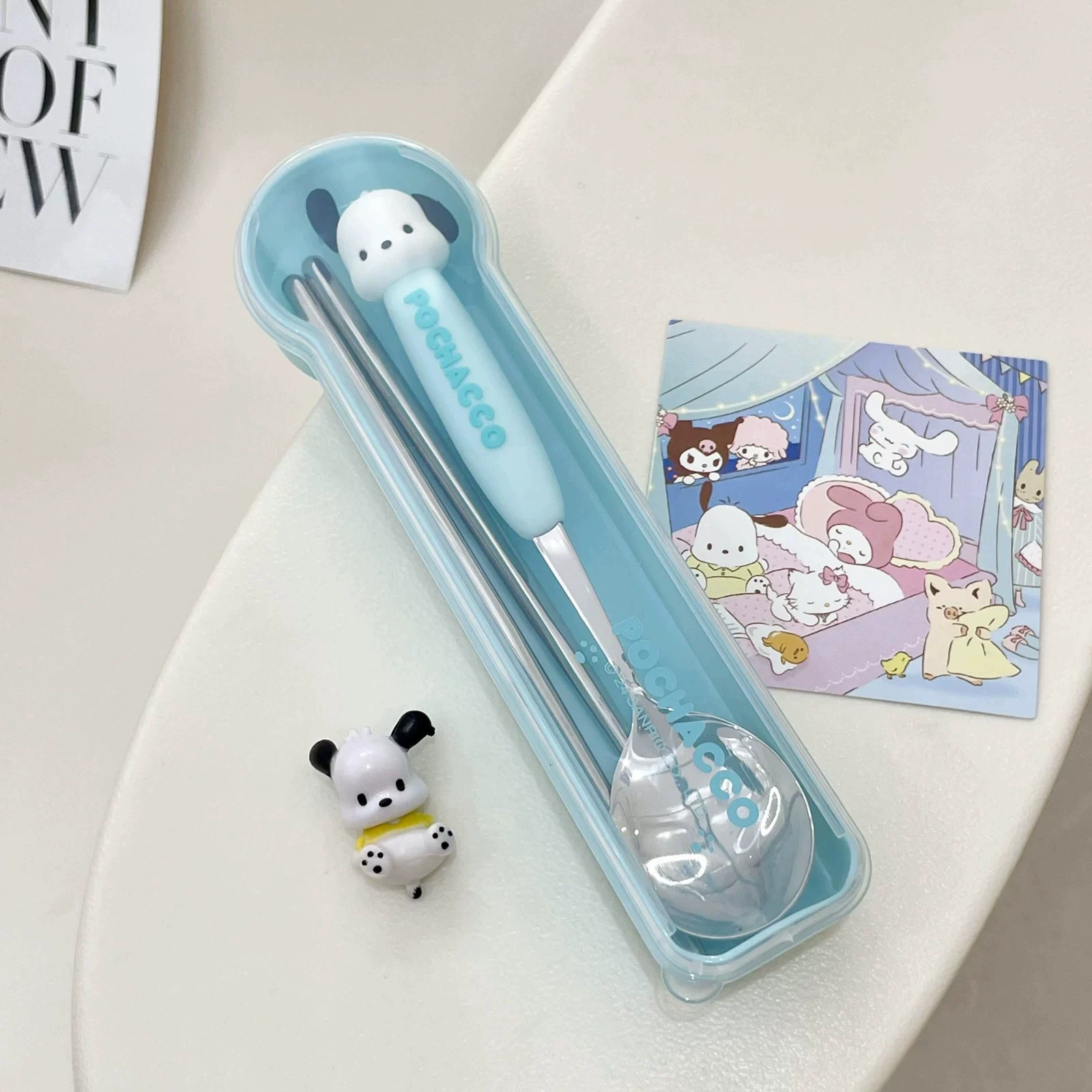 Детский набор столовых приборов Sanrio: ложка и вилка, нержавеющая сталь AISI 304, милые ручки