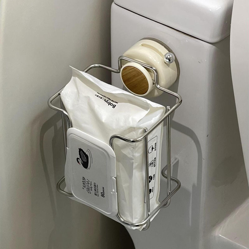 Toallas de papel de baño toallas húmedas rack de almacenamiento de toallas de lavado facial rack de almacenamiento de artículos de baño sin perforación tipo de bombeo de suspensión multifuncional