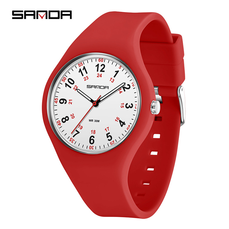 SANDA reloj femenino temperamento minimalista estudiantes de primaria luz nocturna impermeable silicona reloj de cuarzo reloj de comercio electrónico reloj en línea