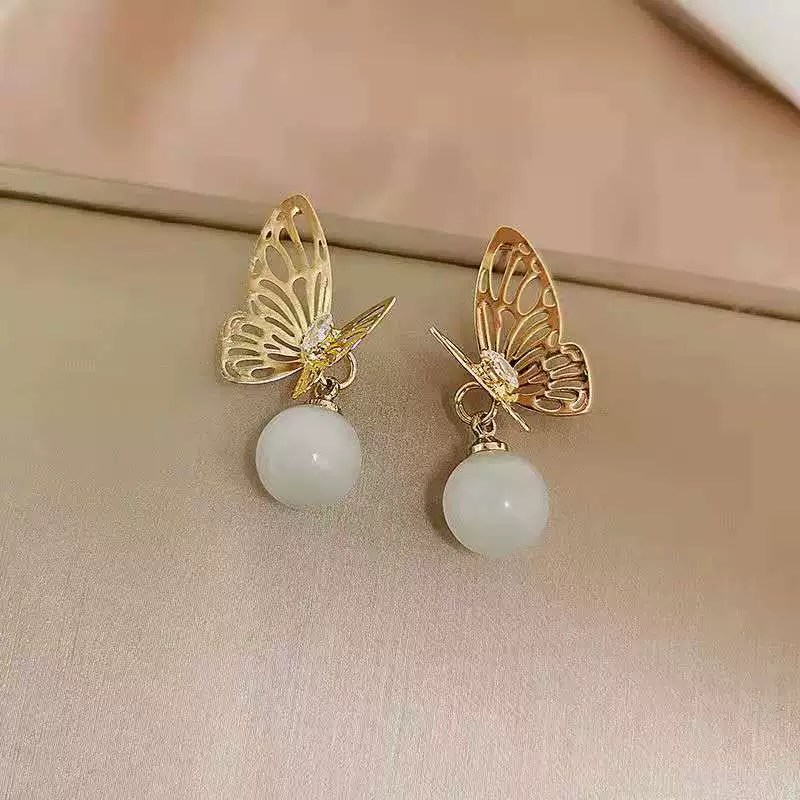 Universal earrings, silver 925 sample, cat's eye, high-quality style