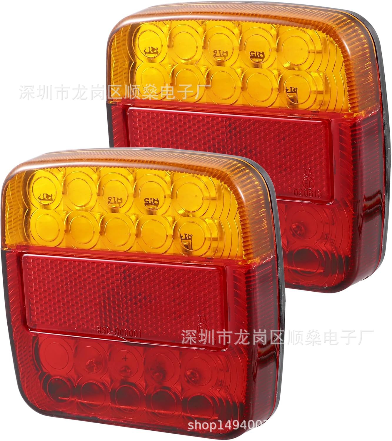 Manufacturer Spot Supply Cross-Border Export 12V24Vled Red and Yellow Square Lights Truck Tail Lights Trailer Lights Truck Tail Lights