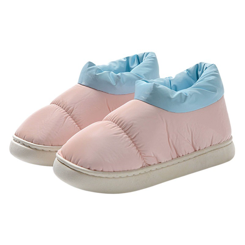 Пуховые хлопковые тапочки, женские зимние уличные тапочки на толстой подошве, Модная студенческая пара, мужские теплые непромокаемые, утолщенные, Нескользящие