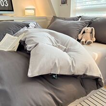 类60支新疆长绒棉四件套宿舍三件套纯色100棉被套4件套厂跨境批发