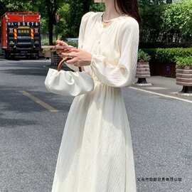 秋季2025新款温柔风连衣裙女长袖仙女长裙小个子法式初秋气质裙子