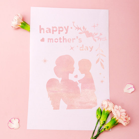 Mother's Day theme creative hollow painting template washing environmental PET children hollow DIY graffiti board wholesale