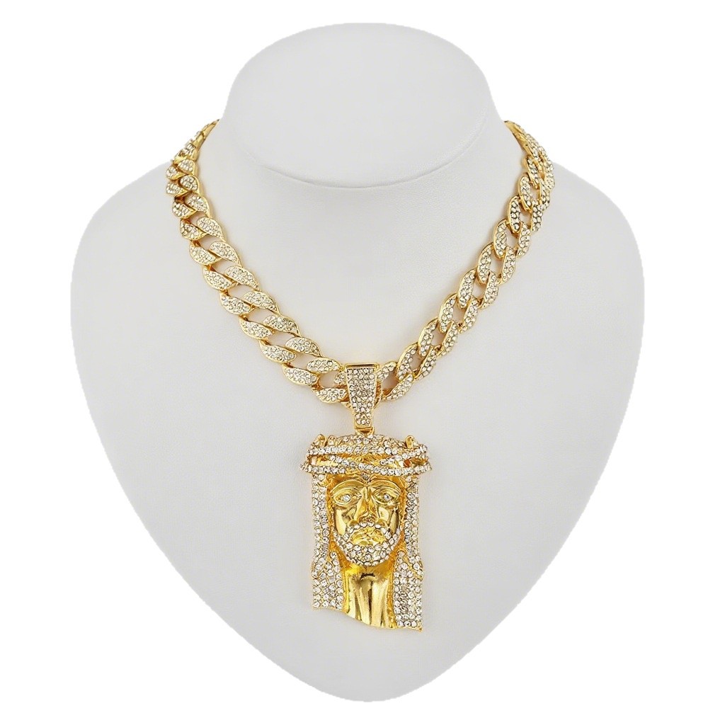 Joyería masculina transfronteriza personalidad exagerada avatar colgante de aleación de diamante hip hop personalidad colgante de hombre collar image 6