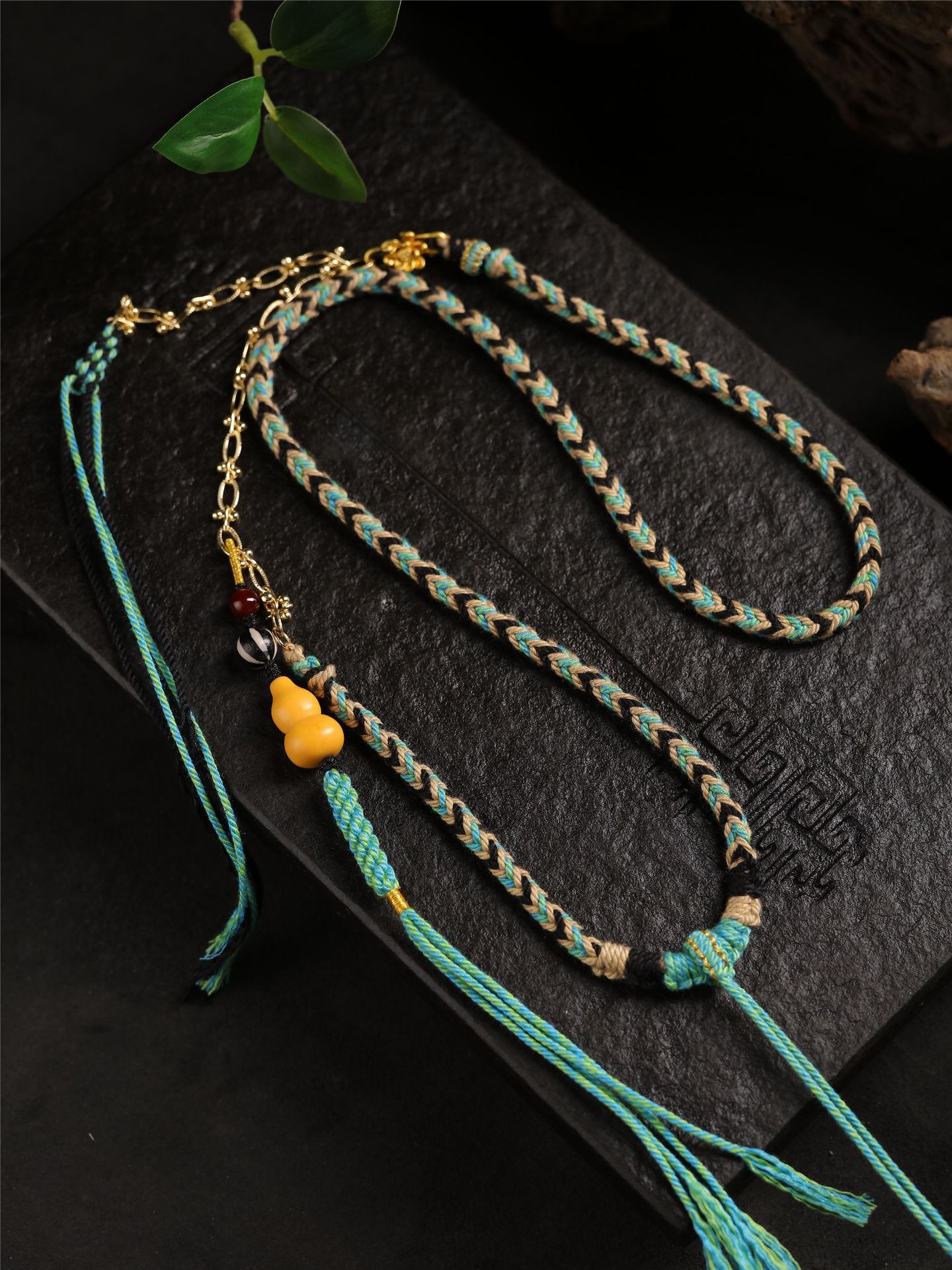 藏式葫芦手搓棉绳项链绳蜜蜡天珠玛瑙唐卡绳手工编织配挂绳民族风