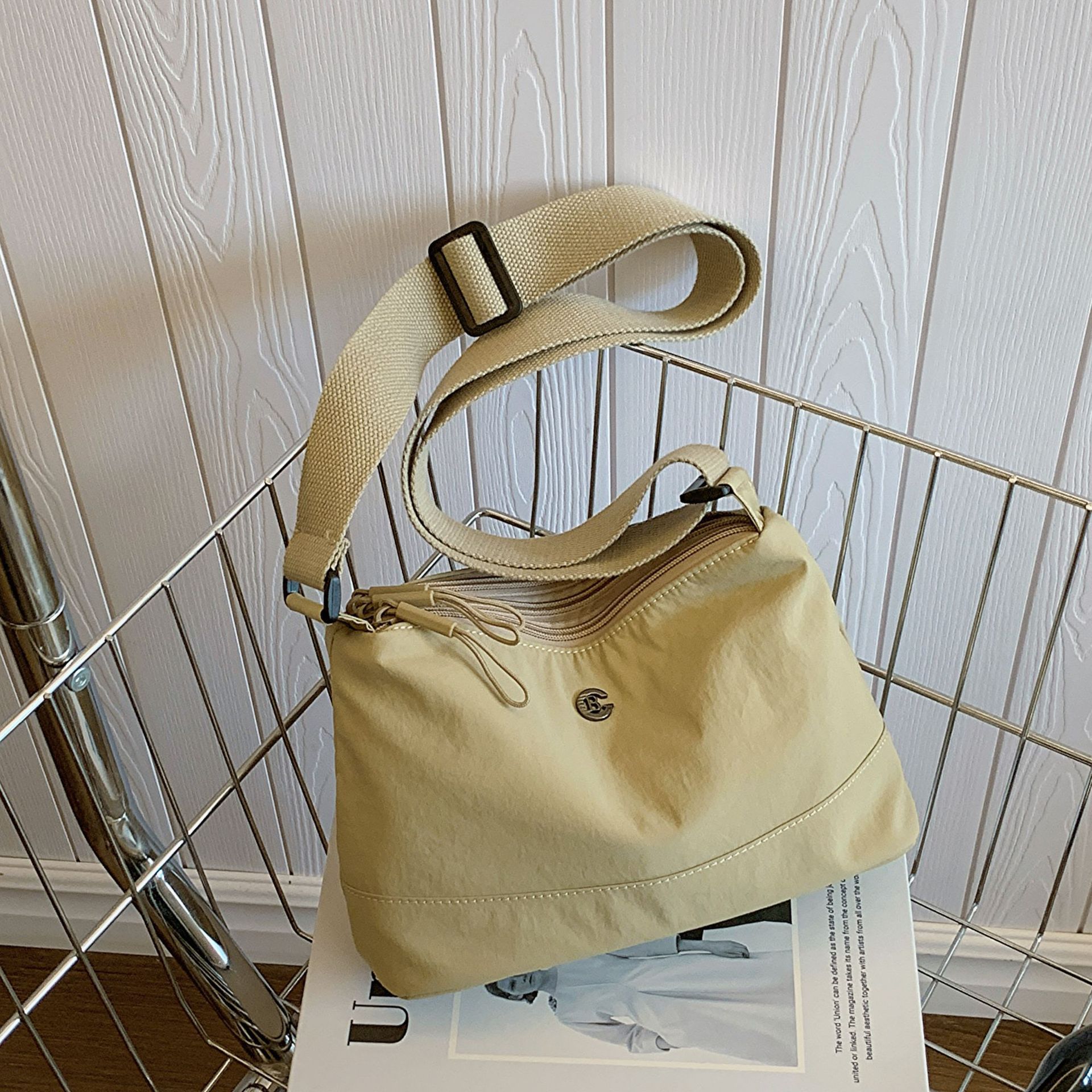 새로운 나일론 가방, 단색 캐주얼 천 가방, 숄더 크로스백, 여성용 가방, 다용도 쇼핑백, 경량 다층 소형 가방, 크로스보더